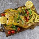 Pollo al Mattone met pesto penne